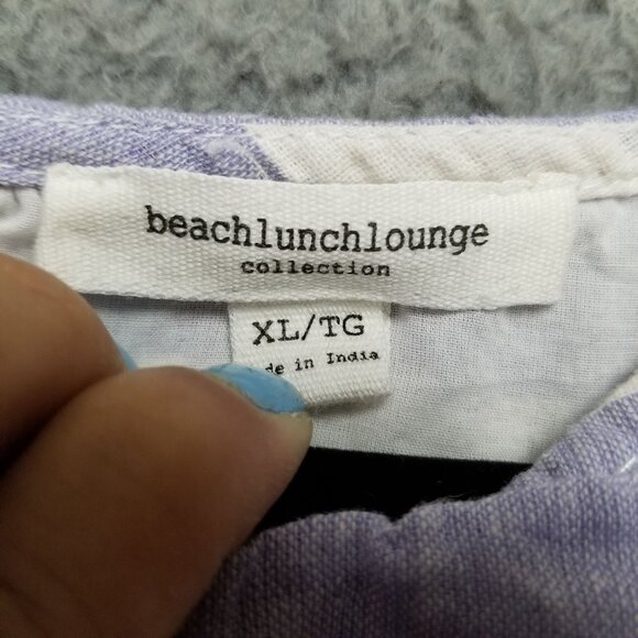 beachlunchlounge Dress Womens XL Purple White Striped Linen Blend Sleeveless - Picture 3 of 14
